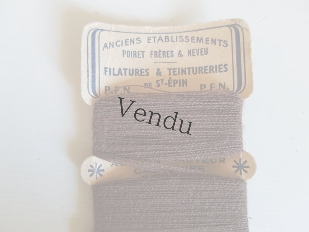 画像6: アンティーク　紙製糸巻き　カシミア　マロン (6)