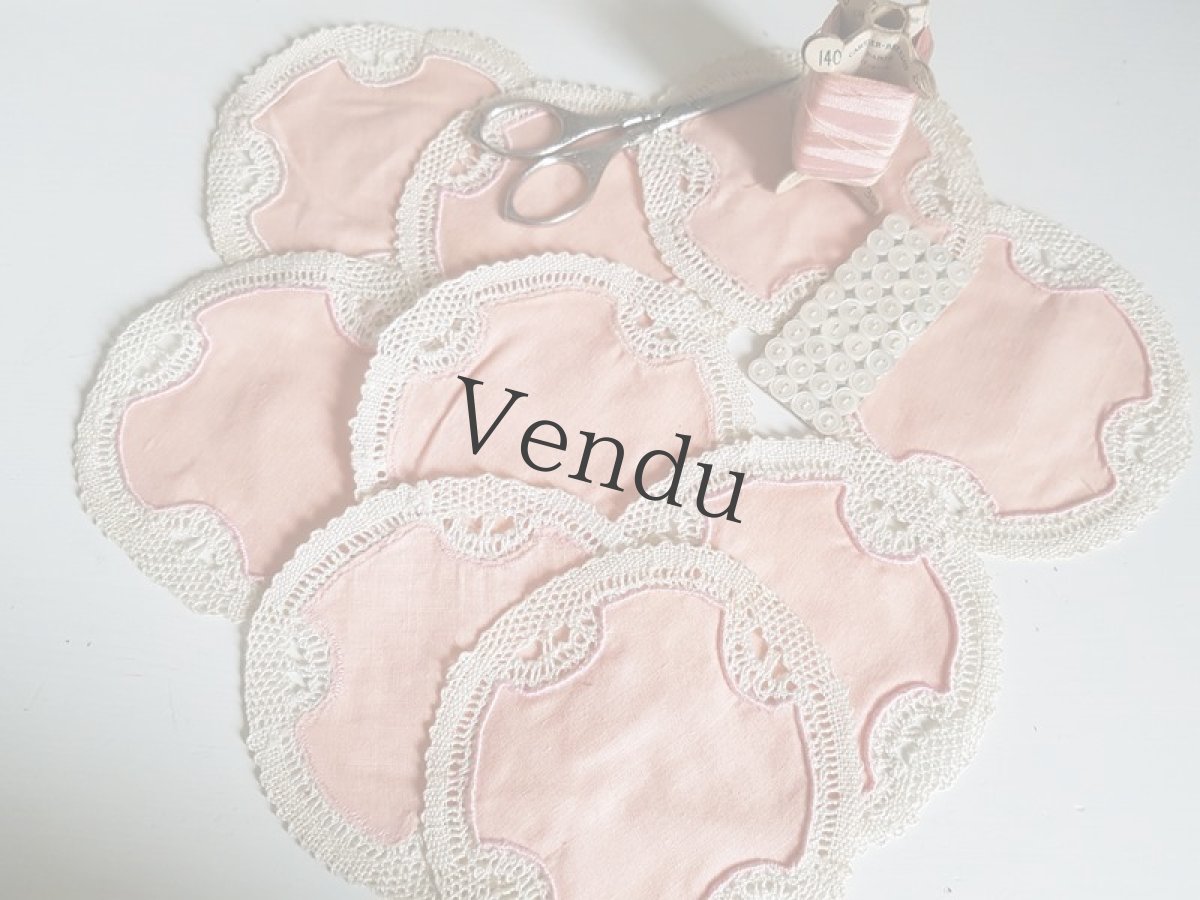 画像2: ヴィンテージ　ドイリー　ヴィンテージピンク9枚セット (2)