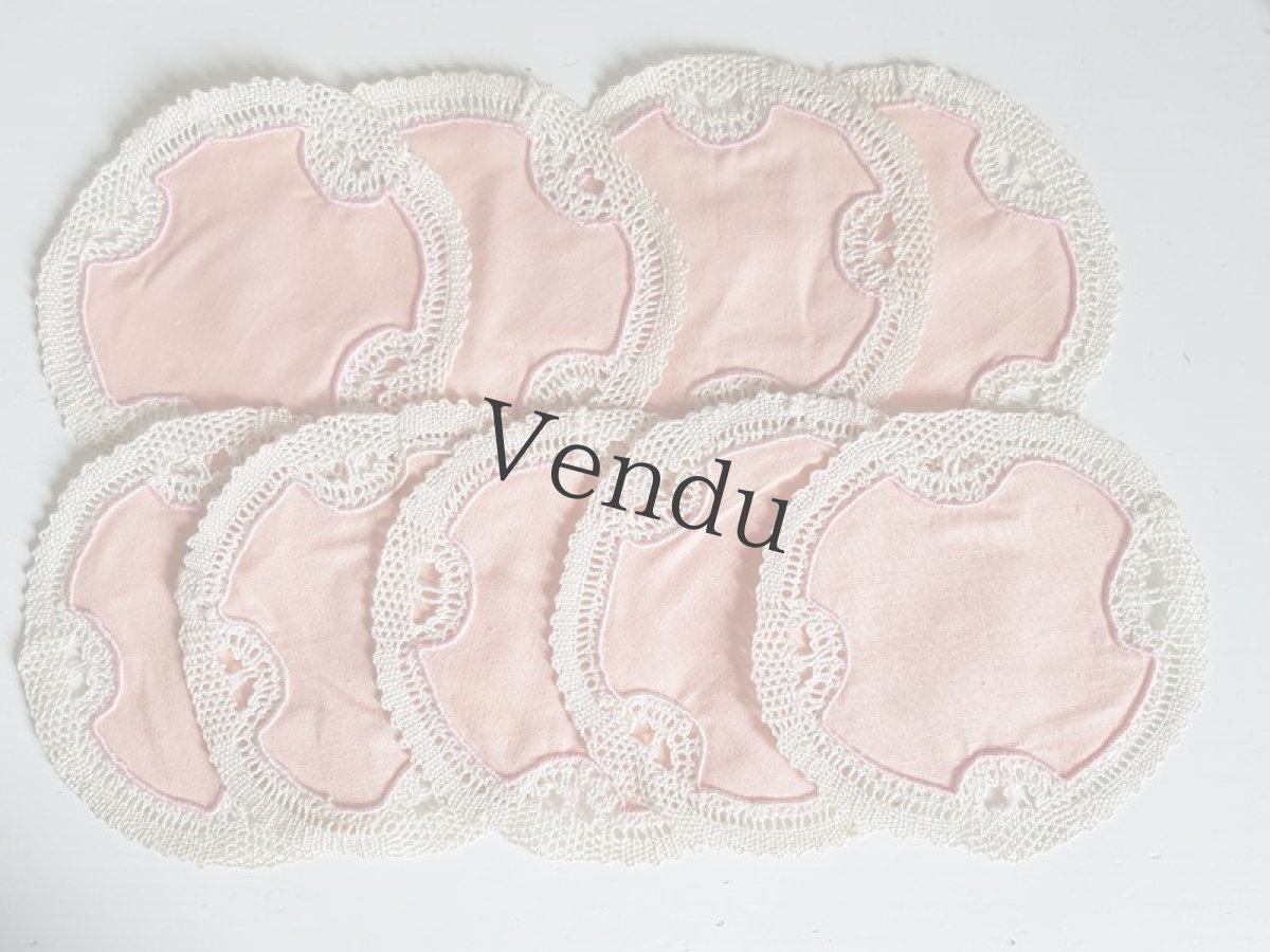 画像3: ヴィンテージ　ドイリー　ヴィンテージピンク9枚セット (3)