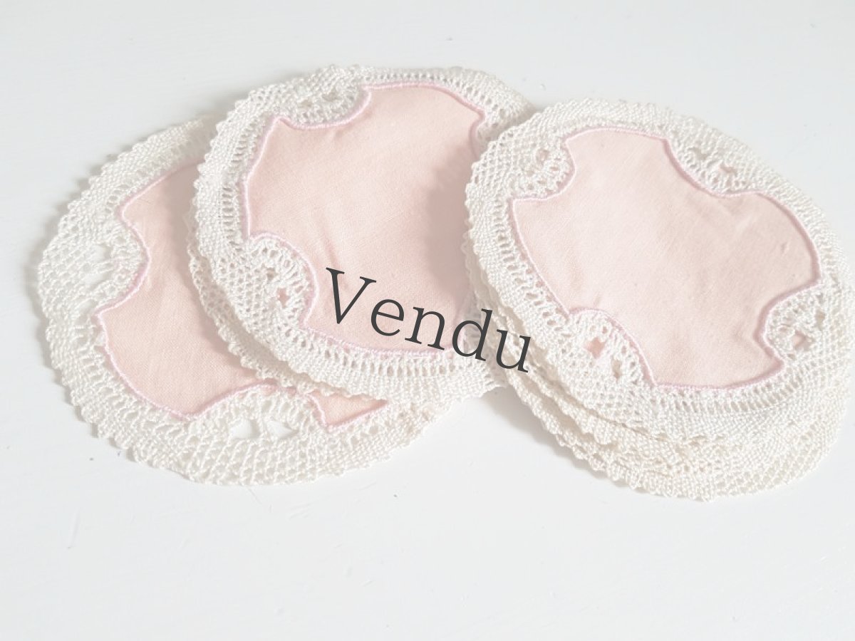 画像4: ヴィンテージ　ドイリー　ヴィンテージピンク9枚セット (4)