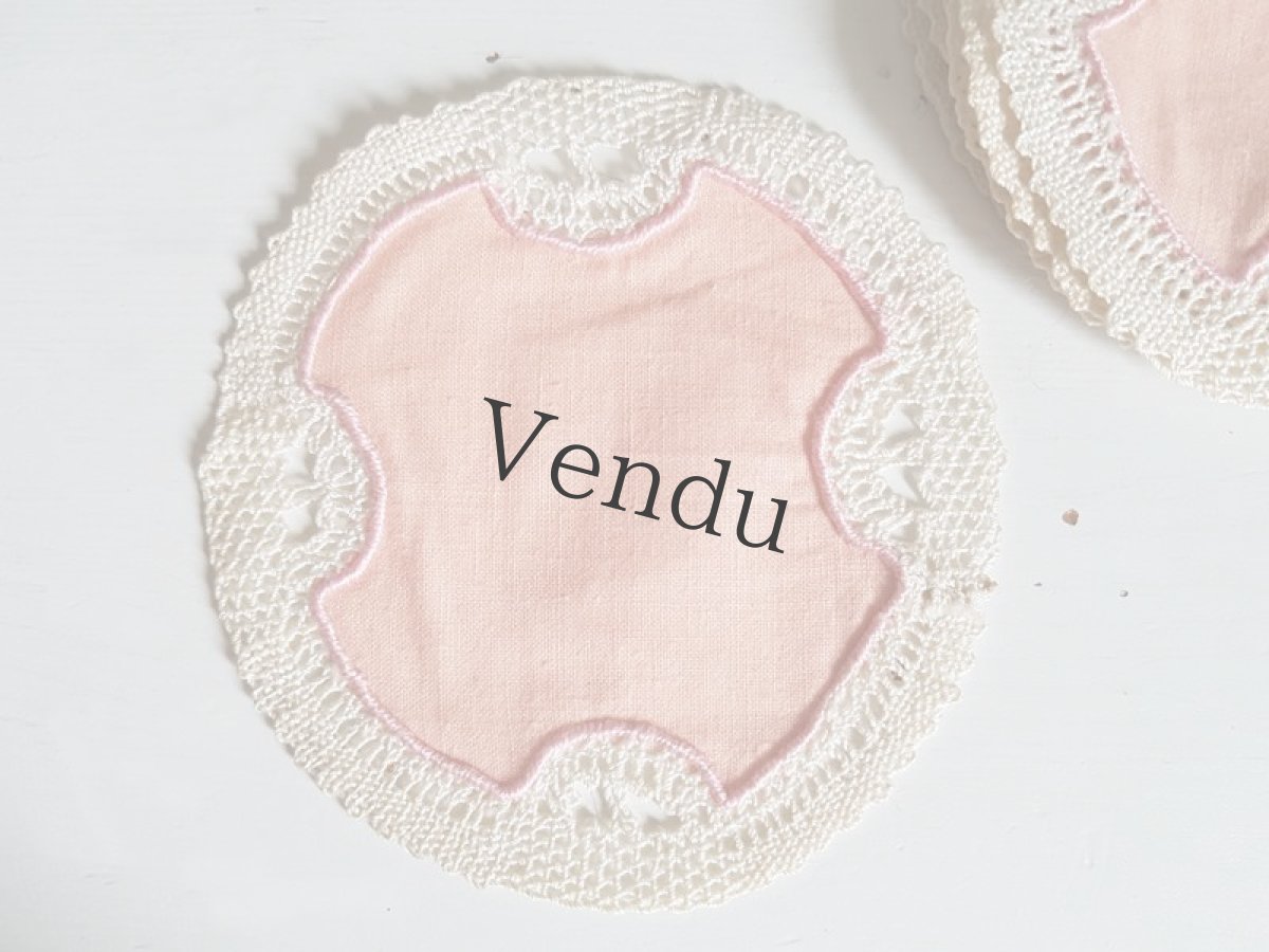 画像7: ヴィンテージ　ドイリー　ヴィンテージピンク9枚セット (7)