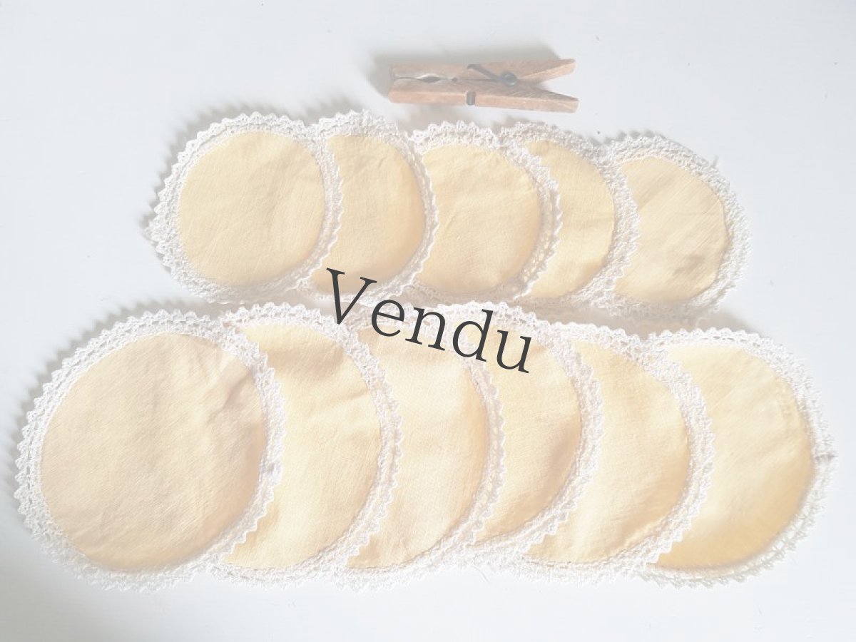 画像3: ヴィンテージ　ドイリー　ヴィンテージイエロー11枚＋木製エパングル付きセット (3)