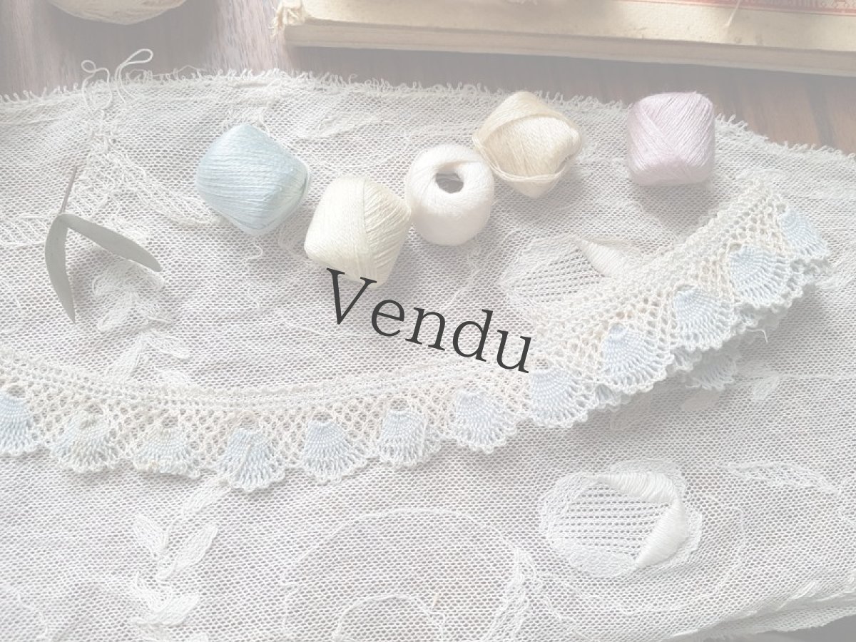 画像3: T様お取り置き品：ヴィンテージ　ノスタルジックな水色のレースブレード (3)