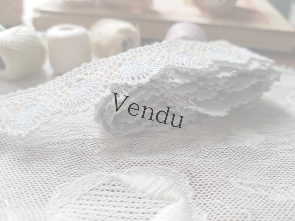 画像4: T様お取り置き品：ヴィンテージ　ノスタルジックな水色のレースブレード (4)