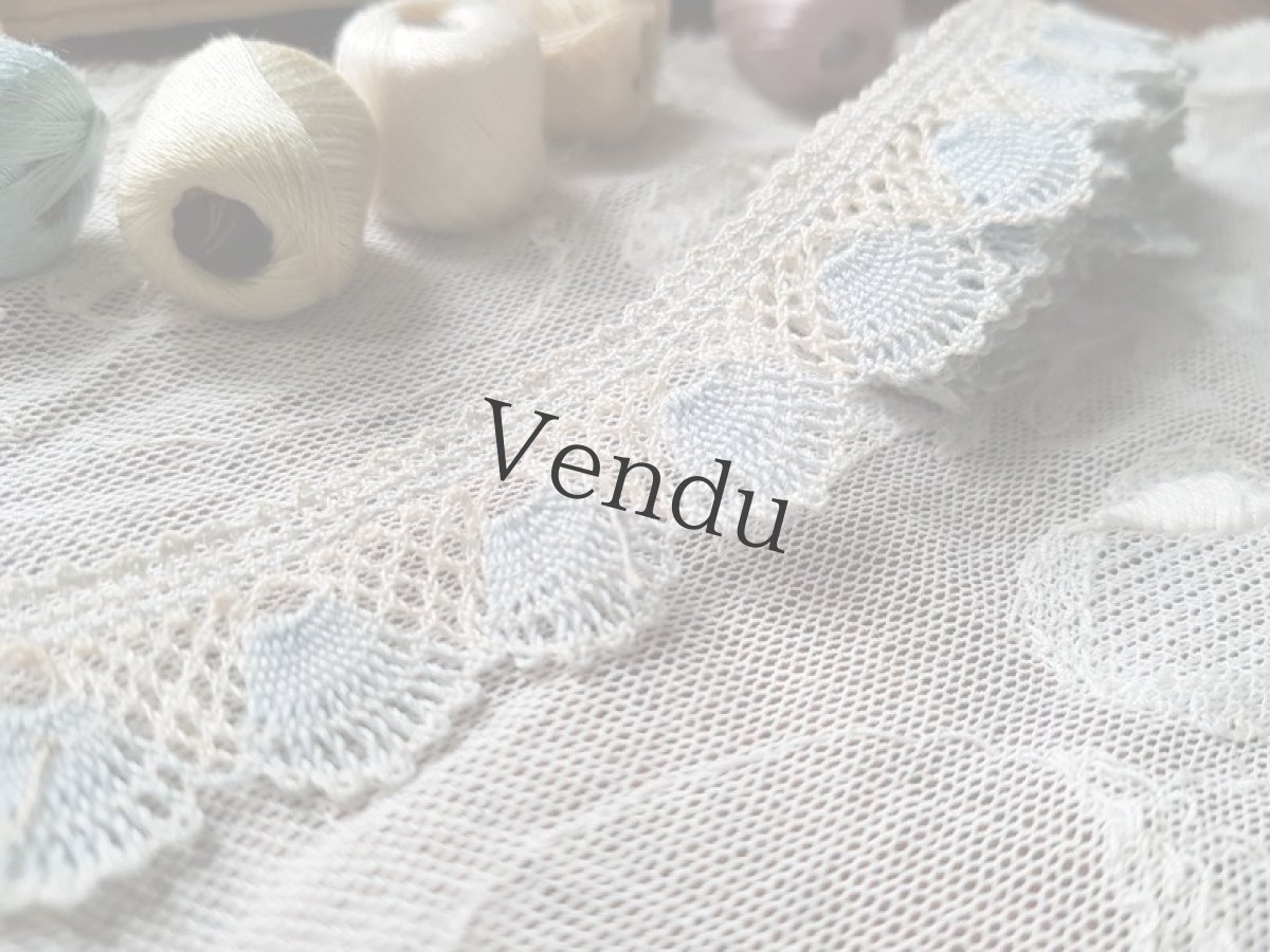 画像2: T様お取り置き品：ヴィンテージ　ノスタルジックな水色のレースブレード (2)