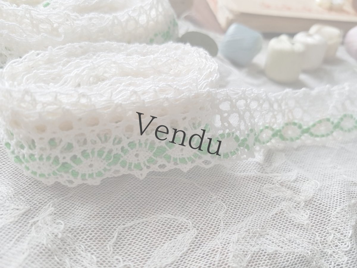 画像4: ヴィンテージ　緑が入ったレトロなレースブレード　2本セット (4)