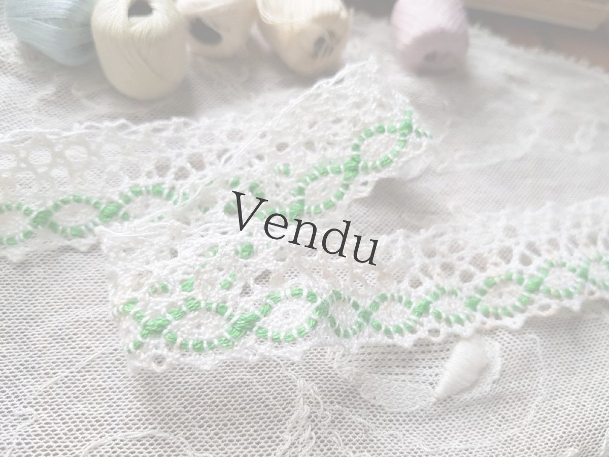 画像3: ヴィンテージ　緑が入ったレトロなレースブレード　2本セット (3)