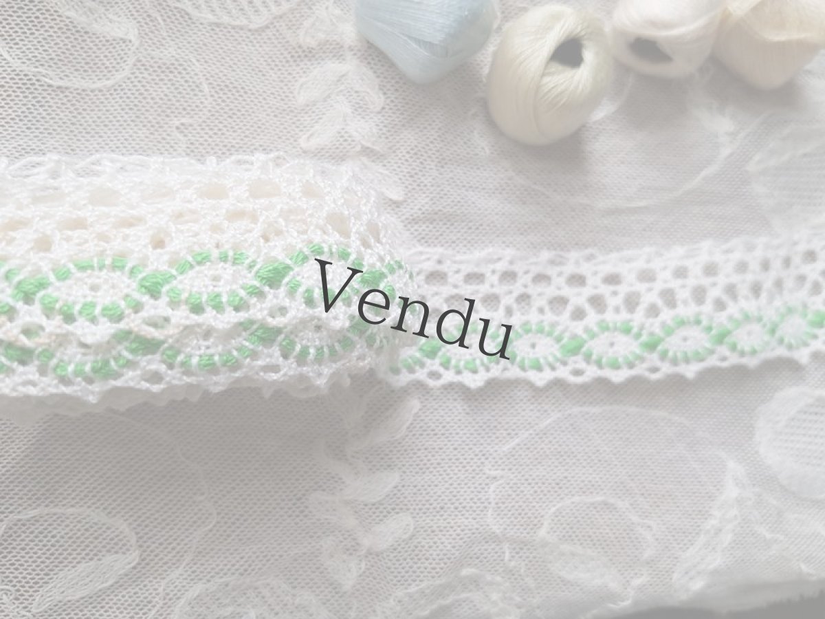 画像2: ヴィンテージ　緑が入ったレトロなレースブレード　2本セット (2)