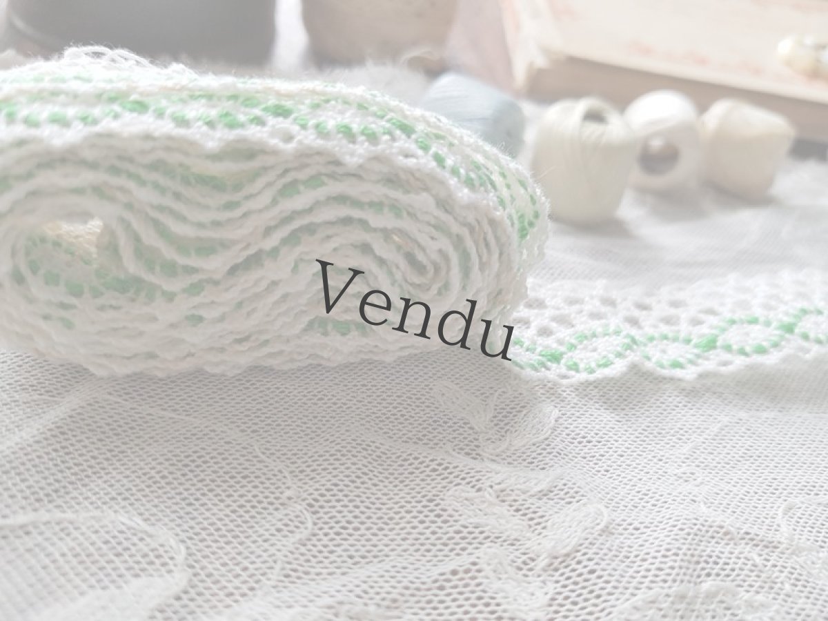 画像5: ヴィンテージ　緑が入ったレトロなレースブレード　2本セット (5)