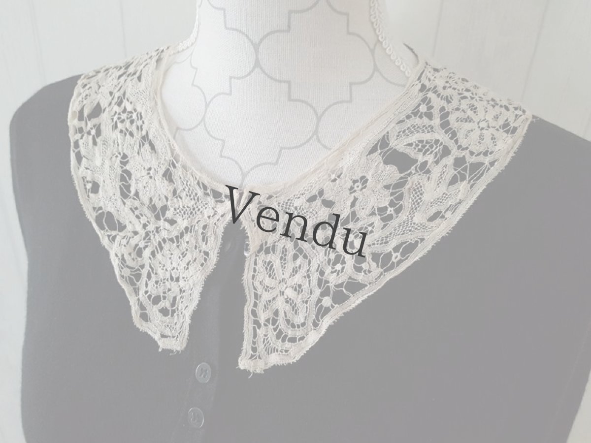 画像8: アンティーク　リネン　ニードルレースのつけ襟 (8)