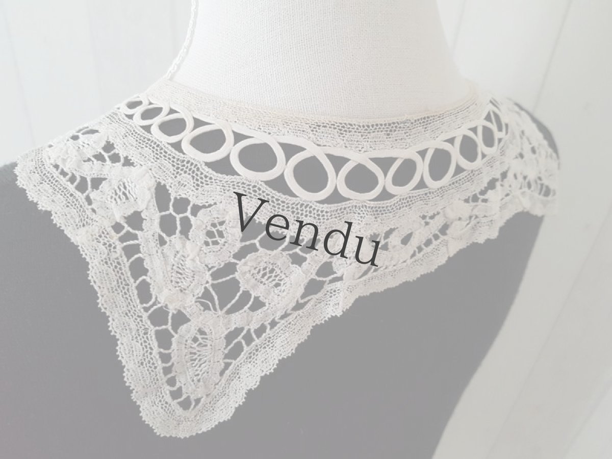 画像6: フランスヴィンテージ　バテンレースのつけ襟 (6)