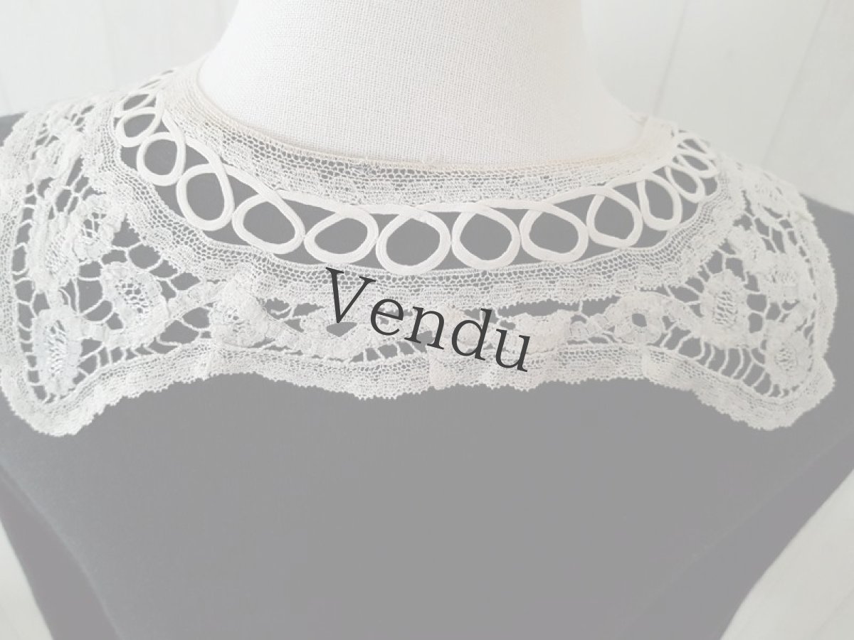 画像7: フランスヴィンテージ　バテンレースのつけ襟 (7)