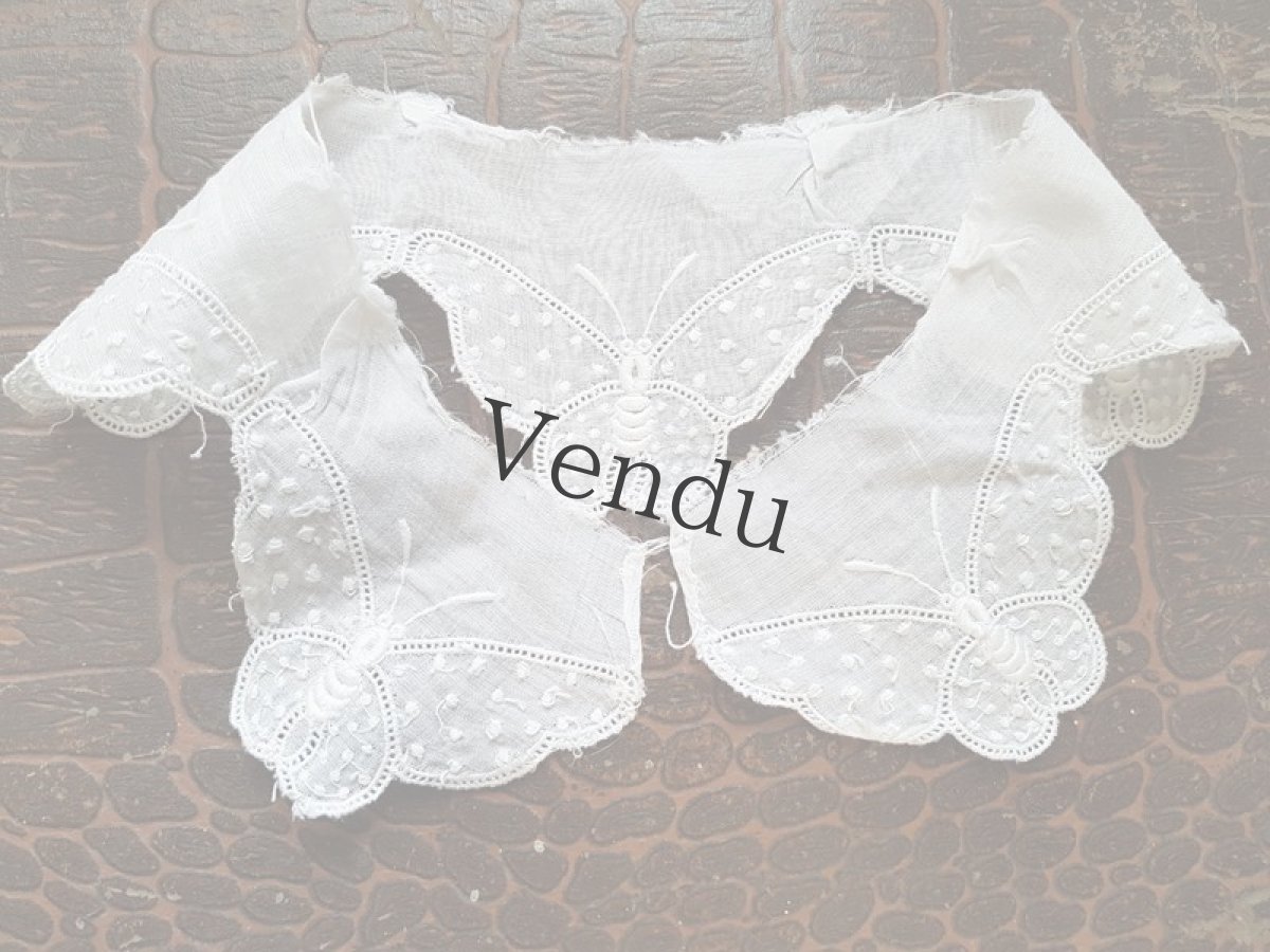 画像4: ヴィンテージ　蝶のスカラップレース (4)