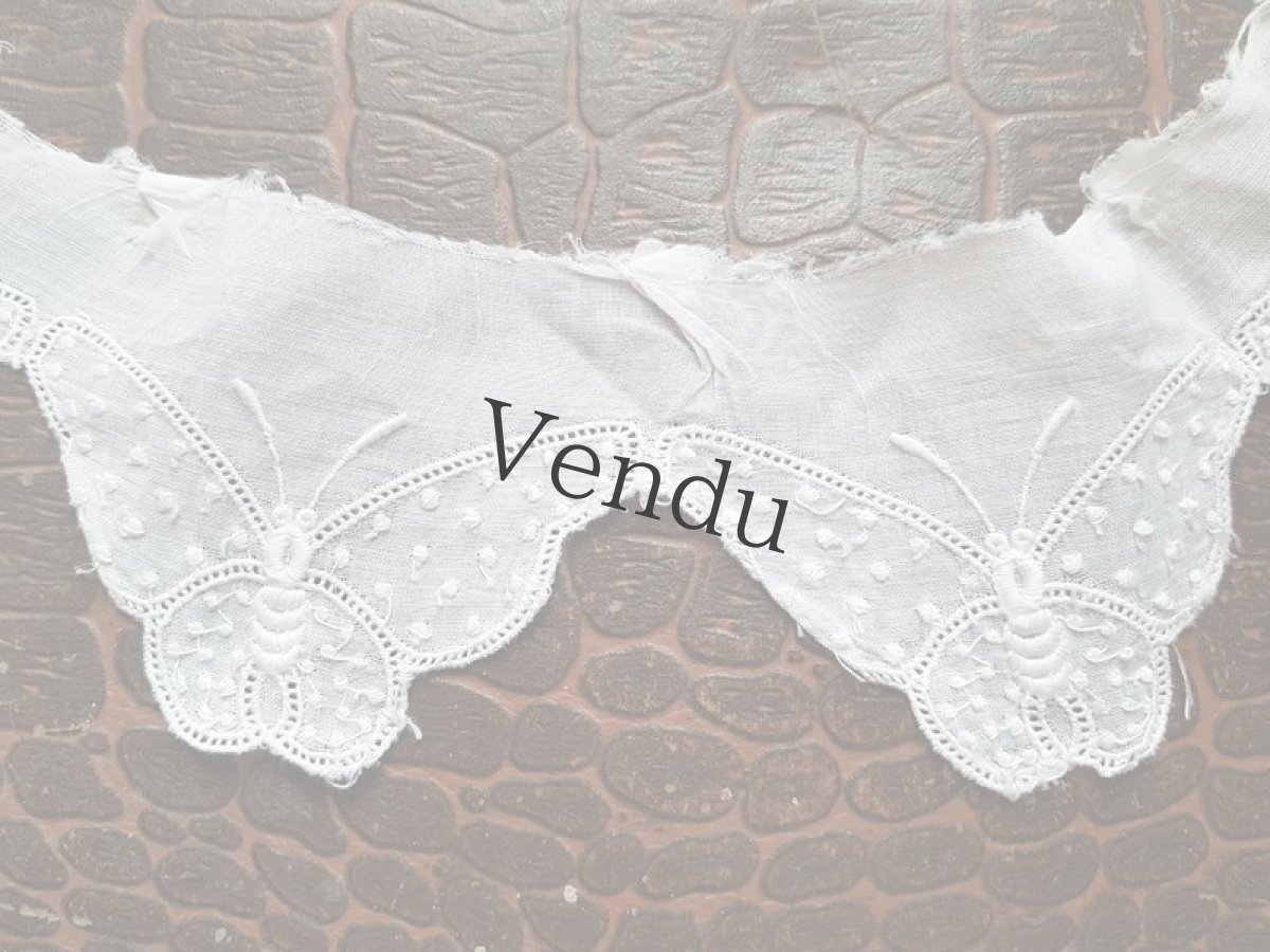 画像5: ヴィンテージ　蝶のスカラップレース (5)