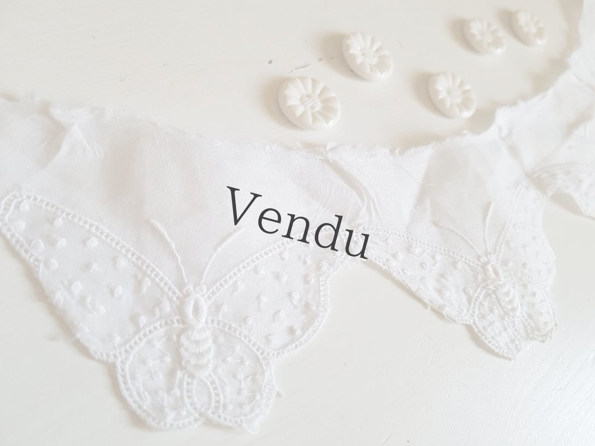 画像6: ヴィンテージ　蝶のスカラップレース (6)