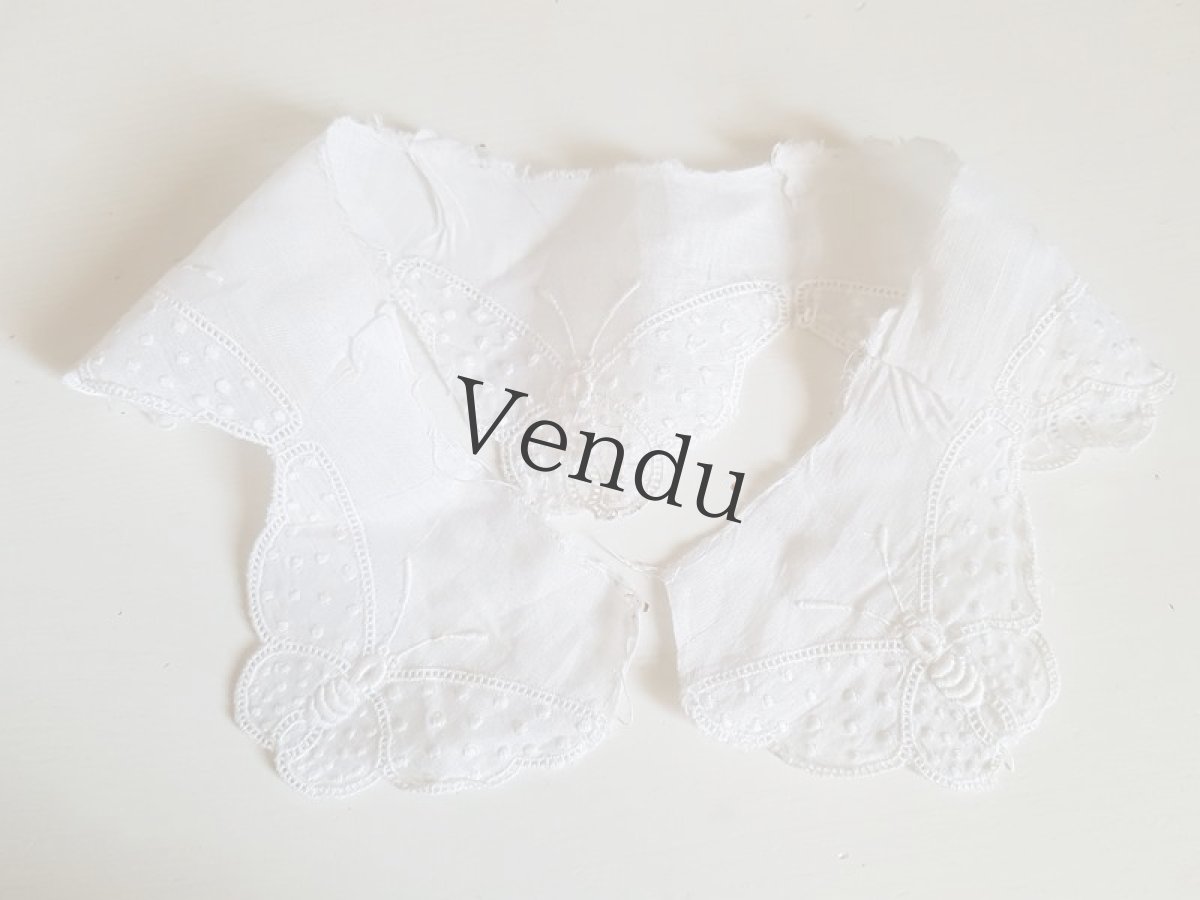 画像7: ヴィンテージ　蝶のスカラップレース (7)