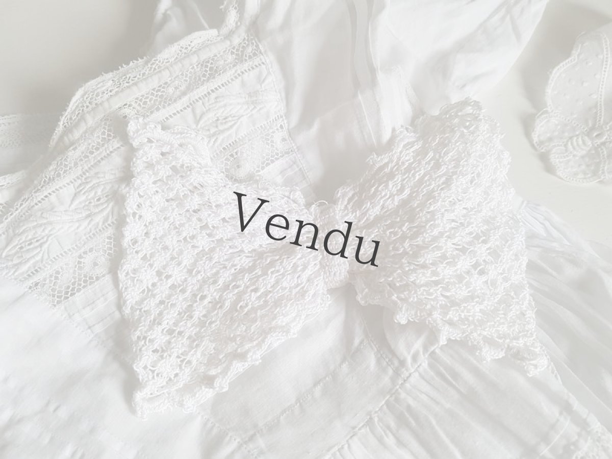 画像2: ヴィンテージ　クロッシェレースの真っ白なリボン (2)