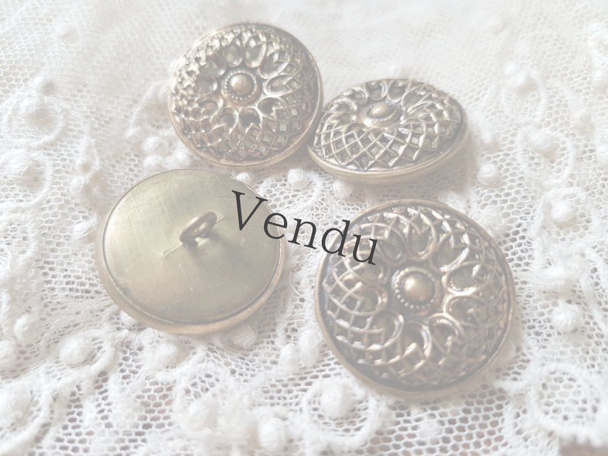 画像4: ヴィンテージ　ゴールドメタルボタン　２個セット (4)