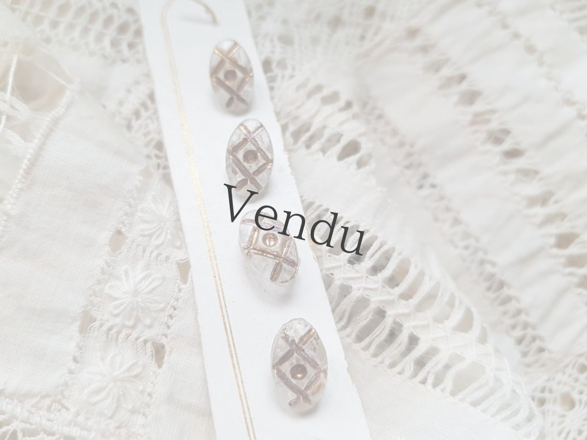 画像2: アンティーク　ゴールドペイントガラスボタンシート (2)