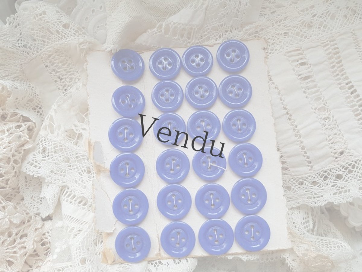 画像2: アンティーク　青いガラスボタンシート18mm (2)