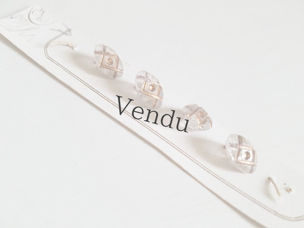 画像5: アンティーク　ゴールドペイントガラスボタンシート (5)