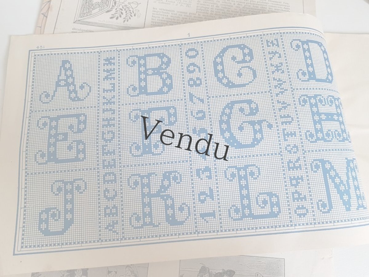 画像3: フランスアンティーク　SAJOU 刺繍アルファベット図案集 DESSINS DE BRODERIRS ALBAM No.451 (3)