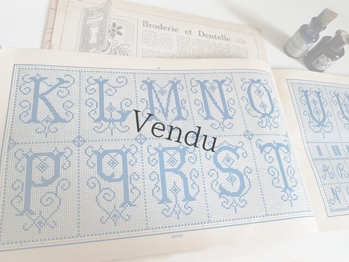 画像4: フランスアンティーク　SAJOU 刺繍アルファベット図案集 DESSINS DE BRODERIRS ALBAM No.451 (4)