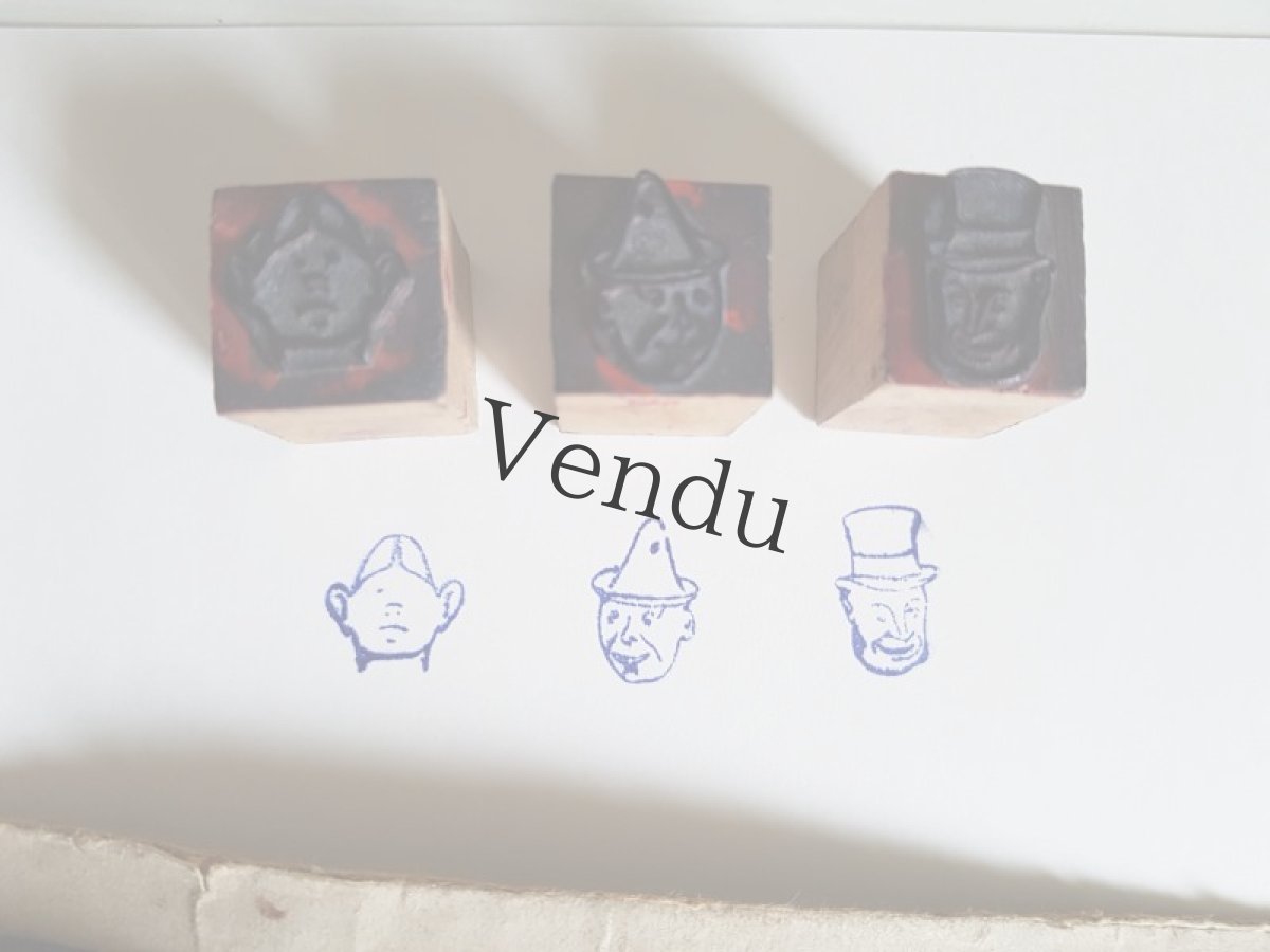 画像2: フランスアンティーク　スタンプ　ムッシュー３人セット (2)