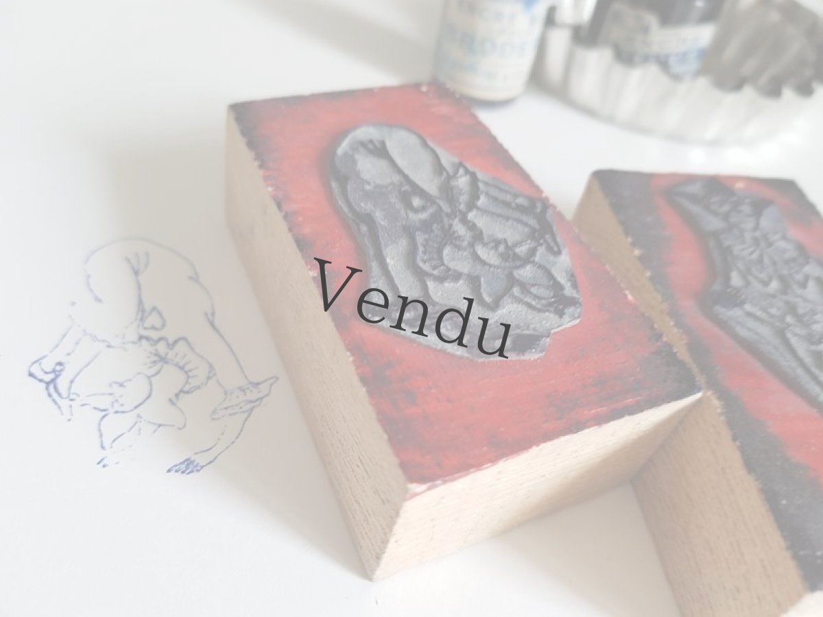 画像2: フランスアンティーク　スタンプ　ハートのピエロB (2)