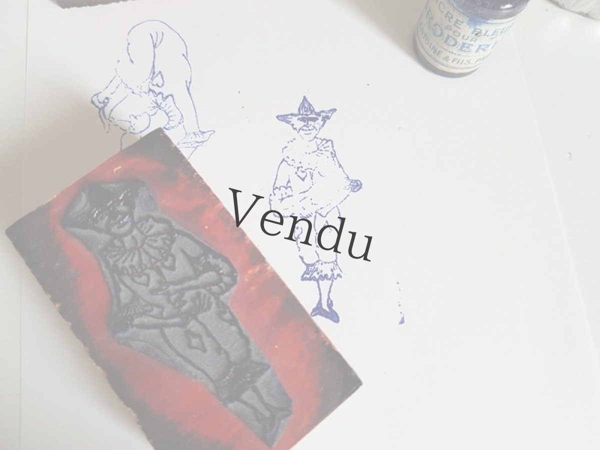 画像3: フランスアンティーク　スタンプ　ハートのピエロA (3)