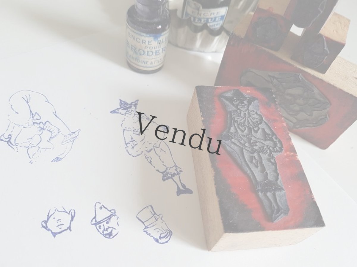 画像4: フランスアンティーク　スタンプ　ハートのピエロA (4)