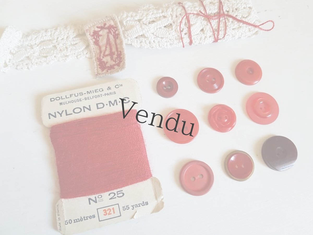 画像2: フランスヴィンテージ　赤いメルスリーセット (2)