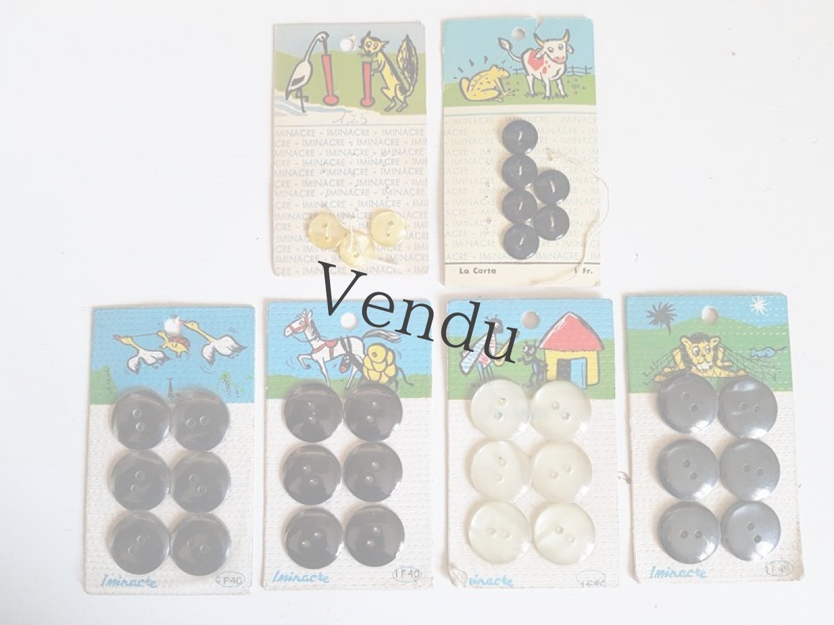 画像7: フランスヴィンテージ　Iminacre社のキリギリスとアリ ボタンシート (7)