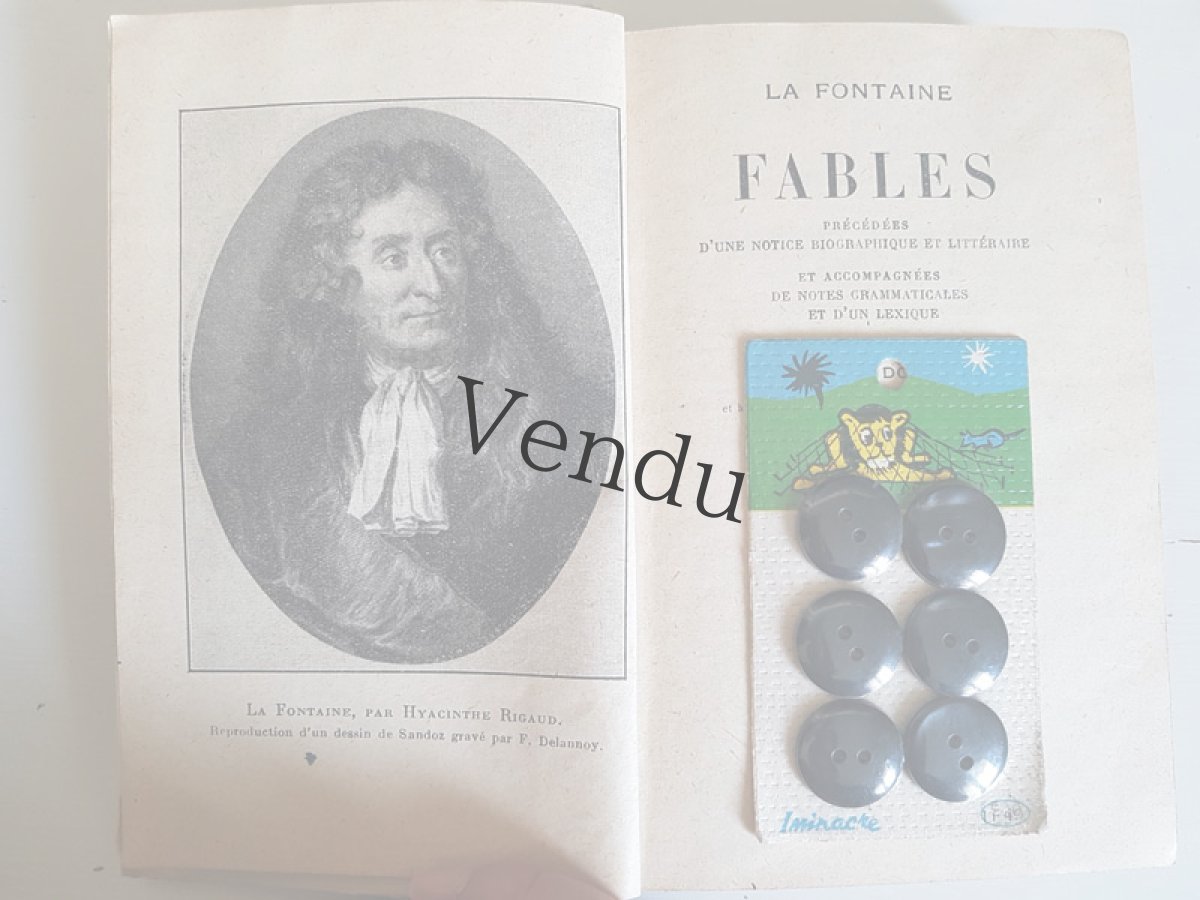 画像5: フランスヴィンテージ　Iminacre社のライオンとねずみ ボタンシート (5)