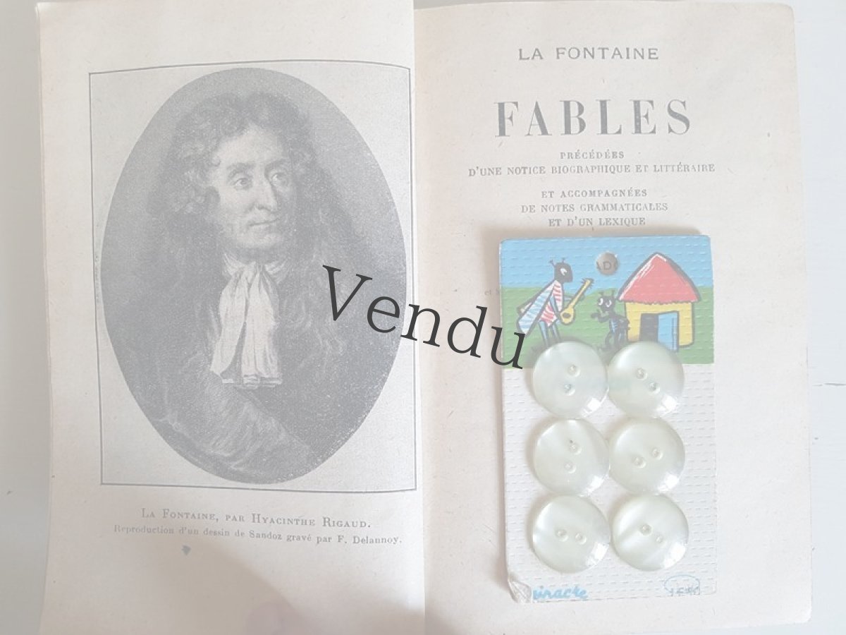 画像5: フランスヴィンテージ　Iminacre社のキリギリスとアリ ボタンシート (5)