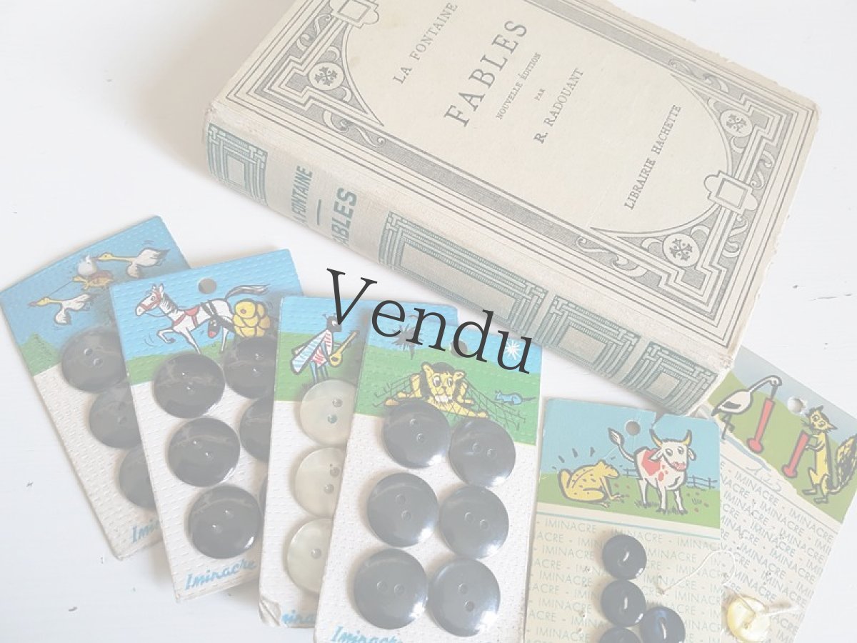 画像6: フランスヴィンテージ　Iminacre社のキリギリスとアリ ボタンシート (6)