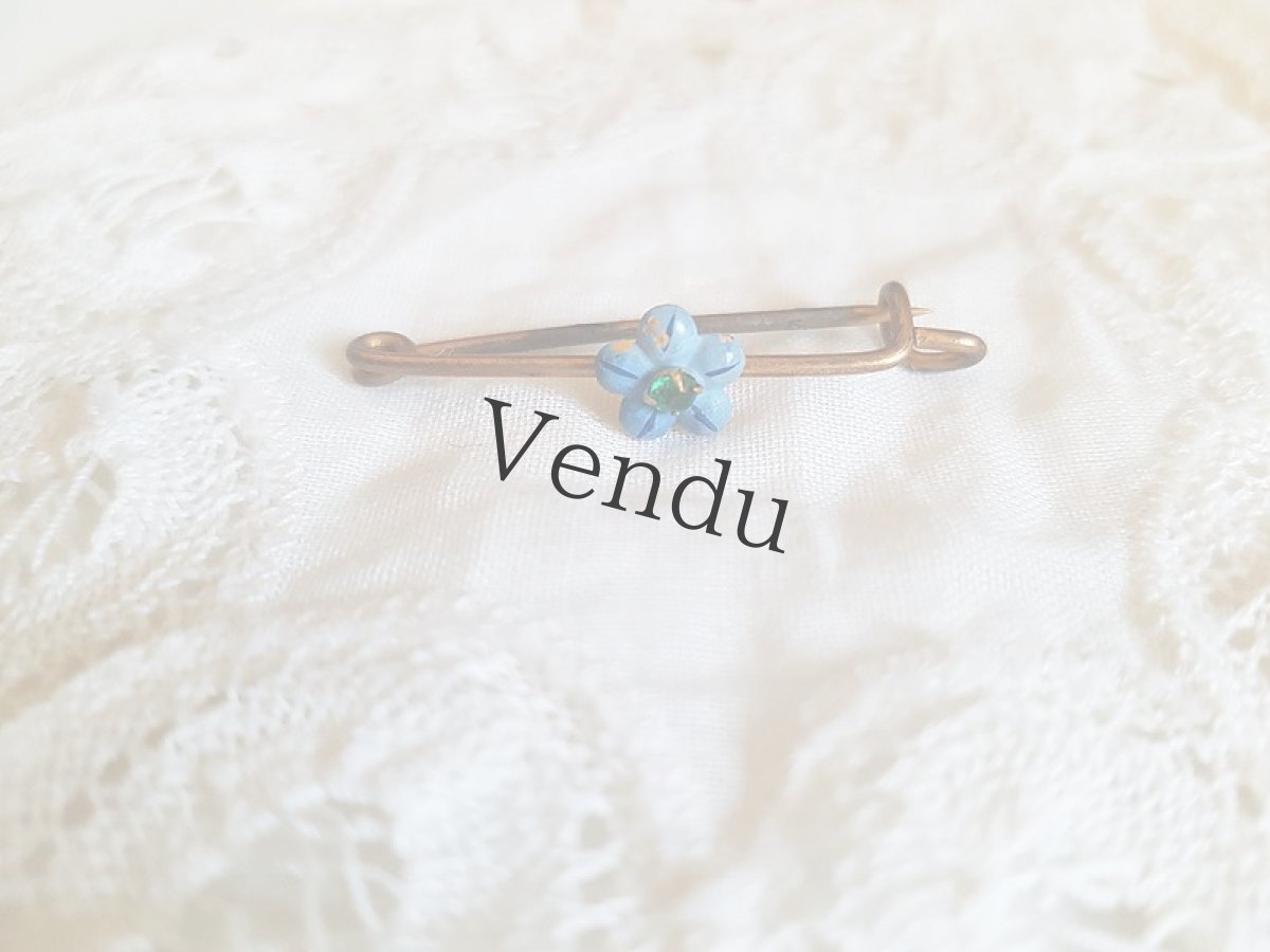 画像3: フランスアンティーク　お花のピン　ブルー (3)