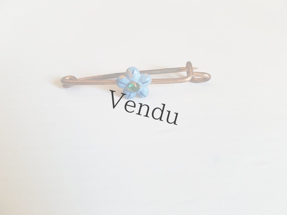 画像4: フランスアンティーク　お花のピン　ブルー (4)