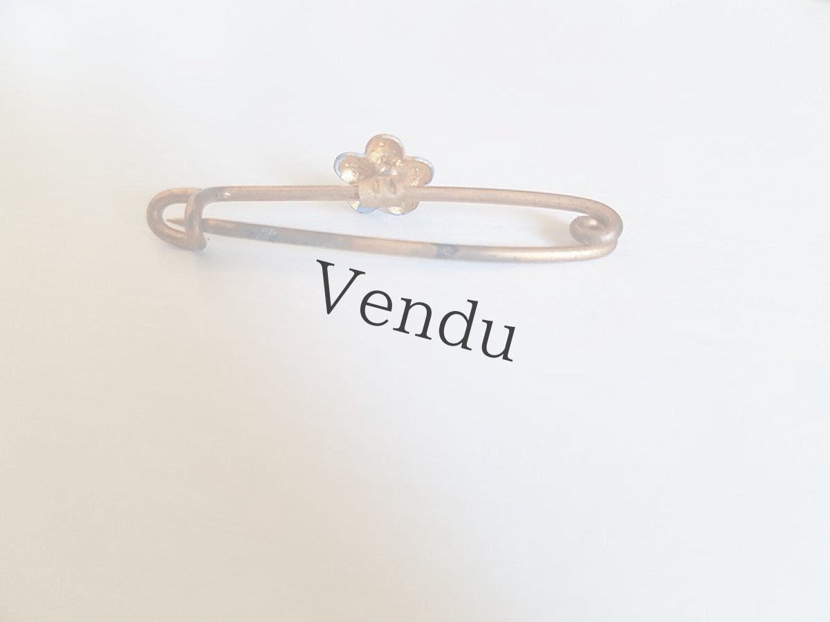 画像5: フランスアンティーク　お花のピン　ブルー (5)