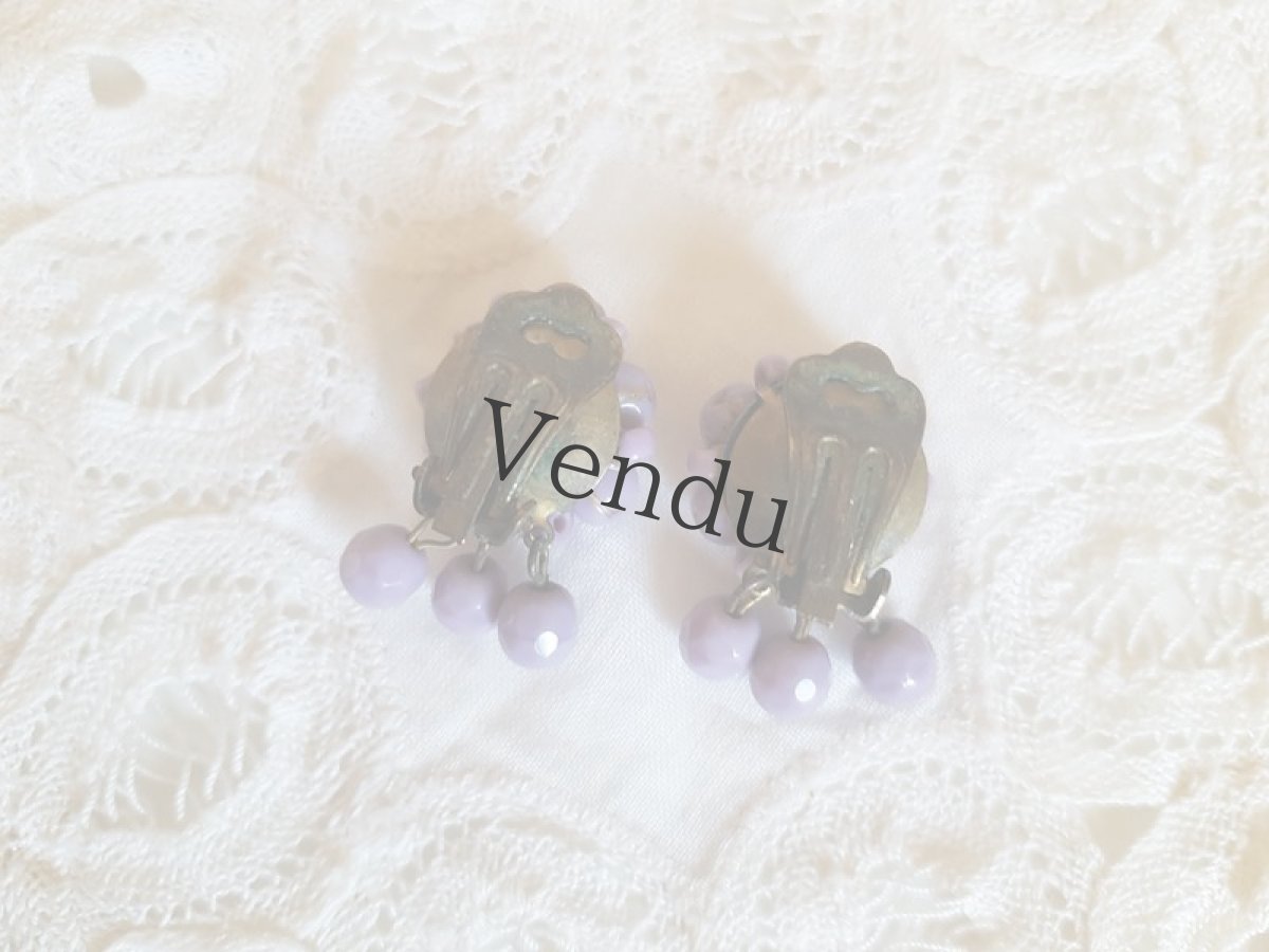 画像6: フランスヴィンテージ　すみれ色のイヤリング (6)