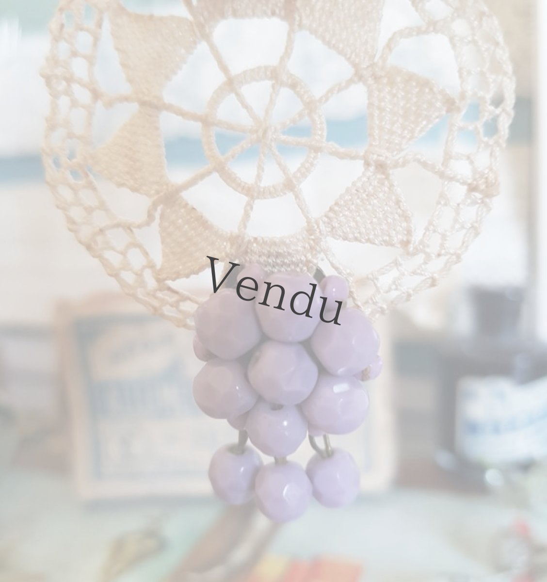 画像5: フランスヴィンテージ　すみれ色のイヤリング (5)