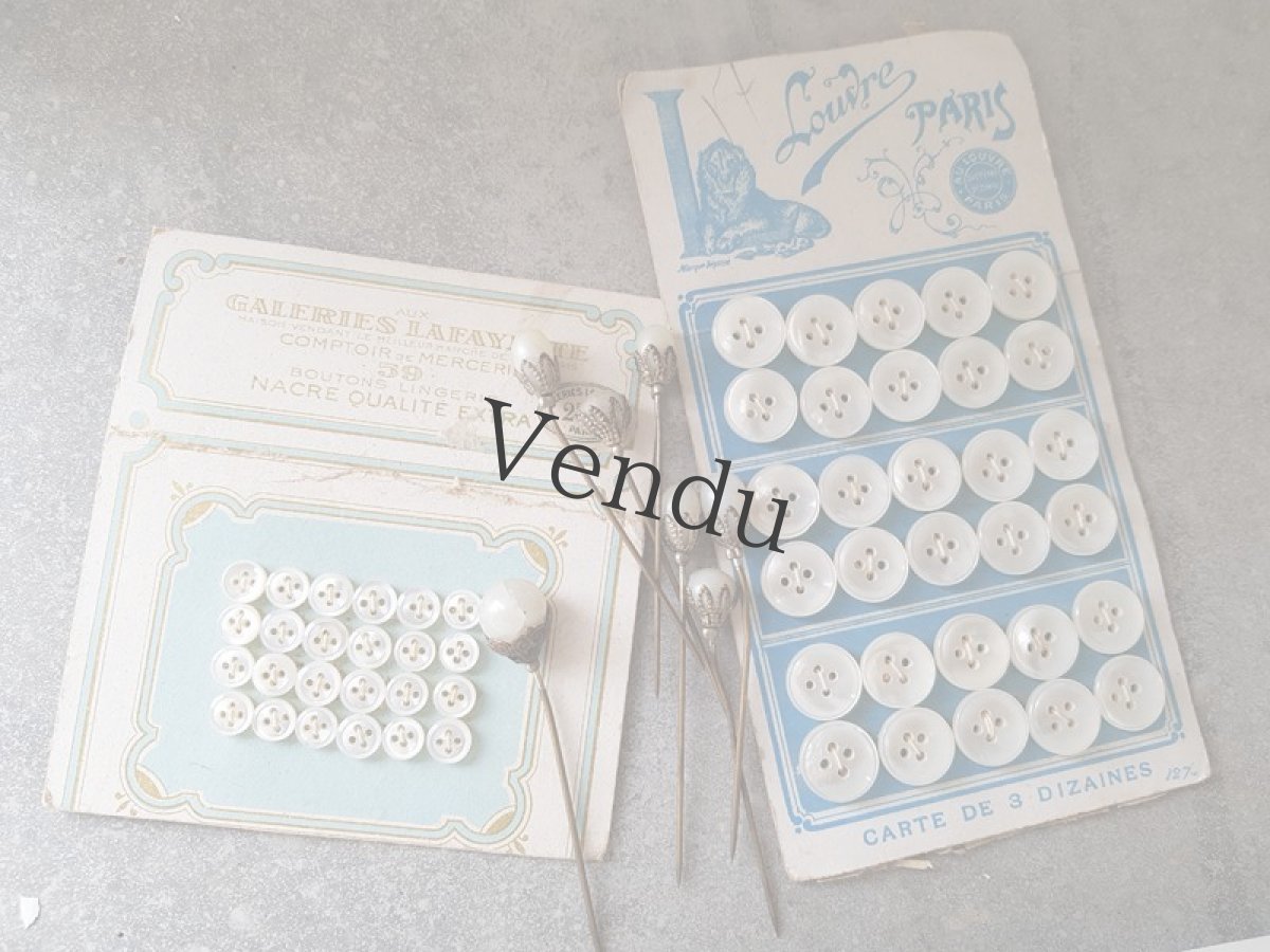 画像8: フランスアンティーク　GALERIES LAFAYETTEのドール用貝ボタンシート (8)