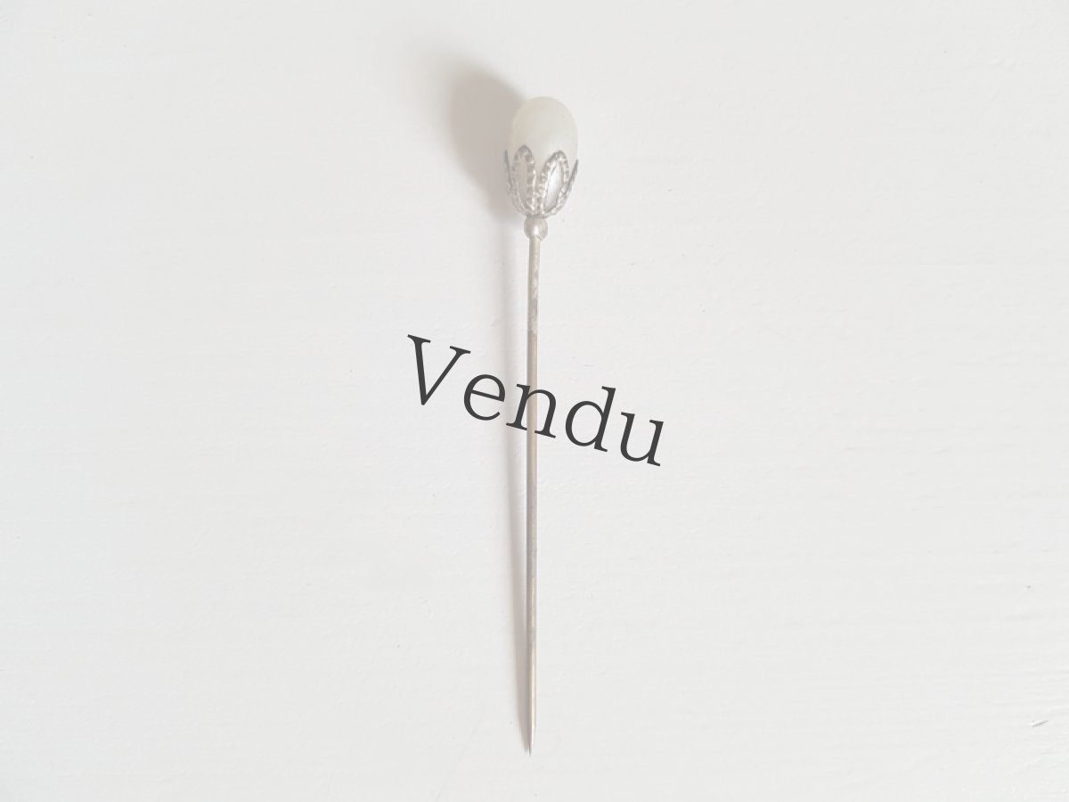 画像5: フランスアンティーク　装飾付きガラスパールのハットピン (5)