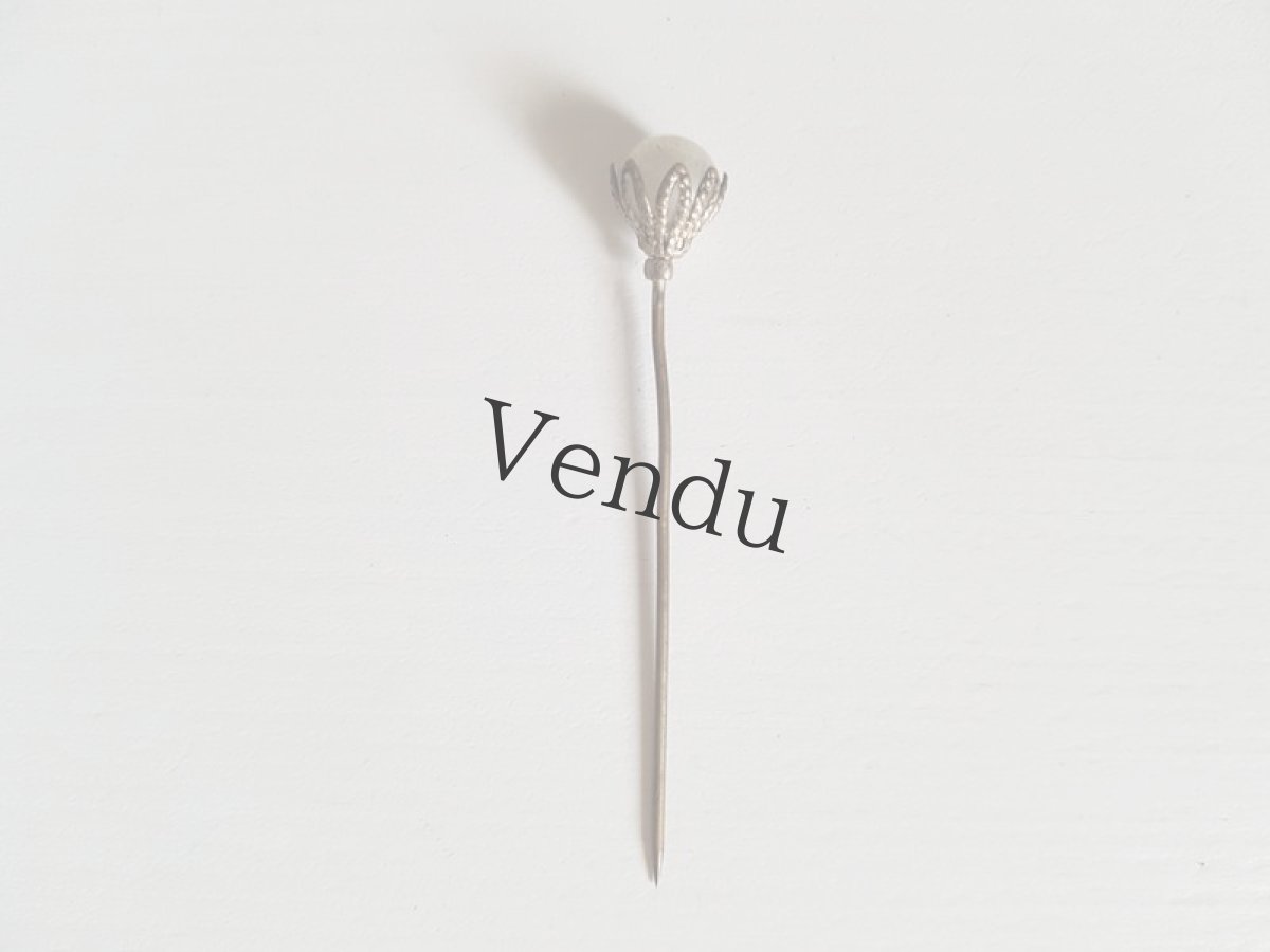 画像7: フランスアンティーク　装飾付きガラスパールのハットピン (7)