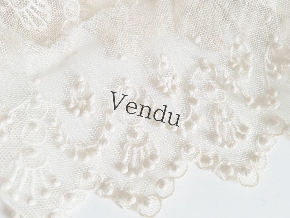 画像3: フランスアンティーク　ポンポン付き円状のスカラップレース (3)