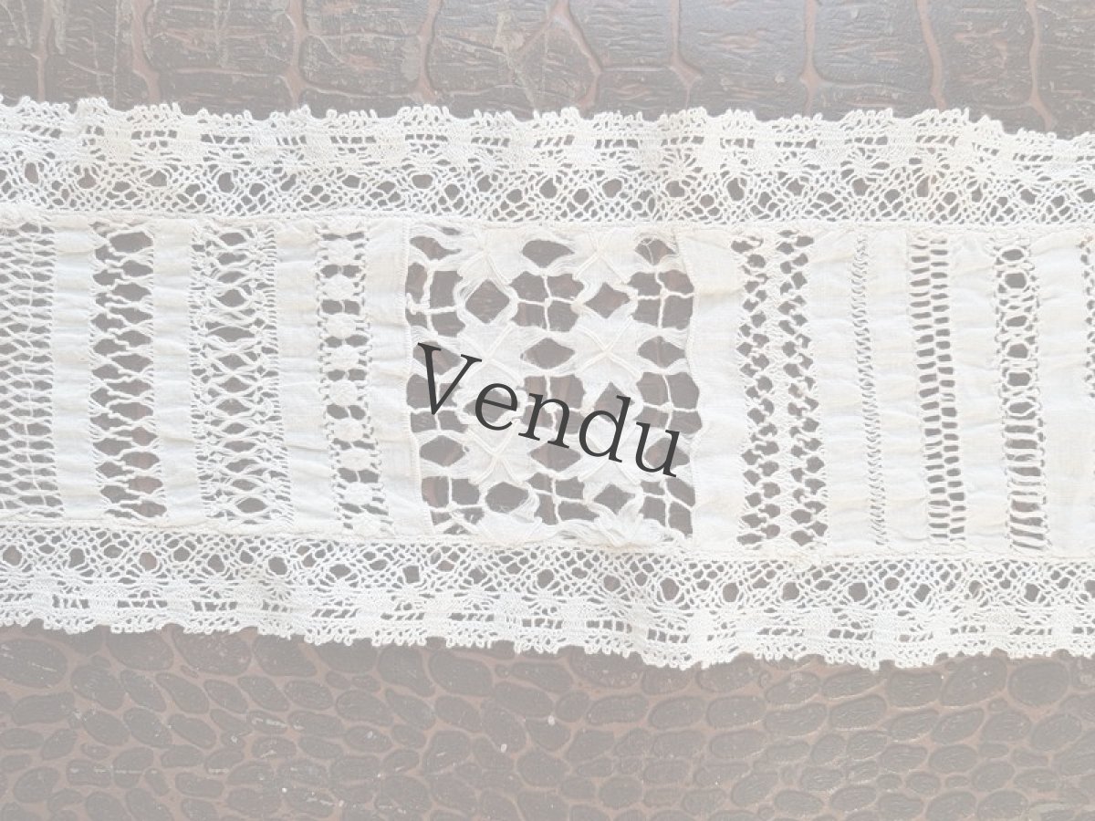 画像2: フランス　レクタングルのニードルレースマット (2)