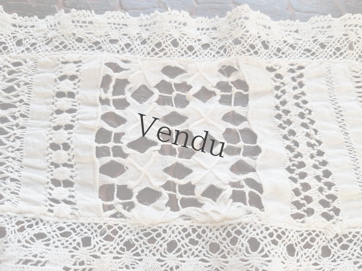 画像3: フランス　レクタングルのニードルレースマット (3)