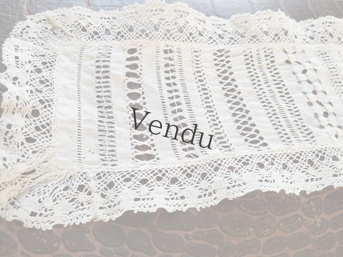 画像4: フランス　レクタングルのニードルレースマット (4)