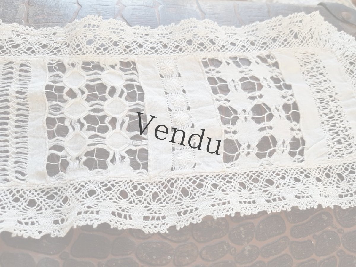 画像6: フランス　レクタングルのニードルレースマット (6)