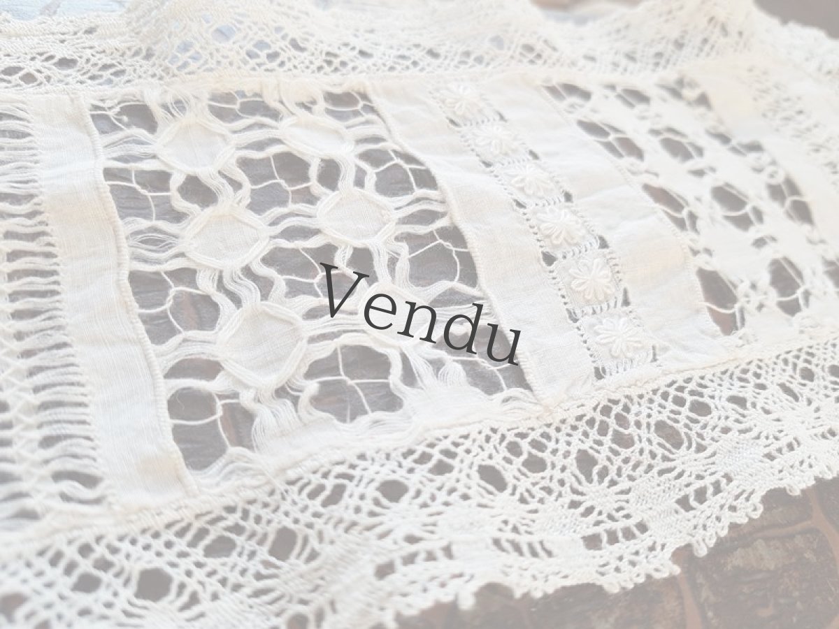 画像7: フランス　レクタングルのニードルレースマット (7)